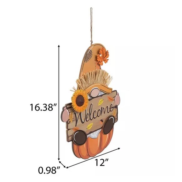 Brand NWT- 16” Precious- Wooden- Welcome- Gnome Fall Decor Sign w/ Metal 🍁🌻 - Picture 11 of 17